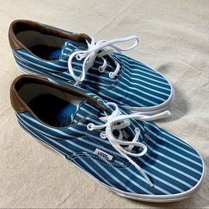 VANS blue stripped with leather heel size 7